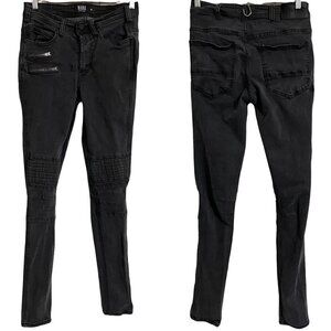 Nana Judy Women's Black Button Fly Moto Original Low Rise Skinny Jeans Size 30